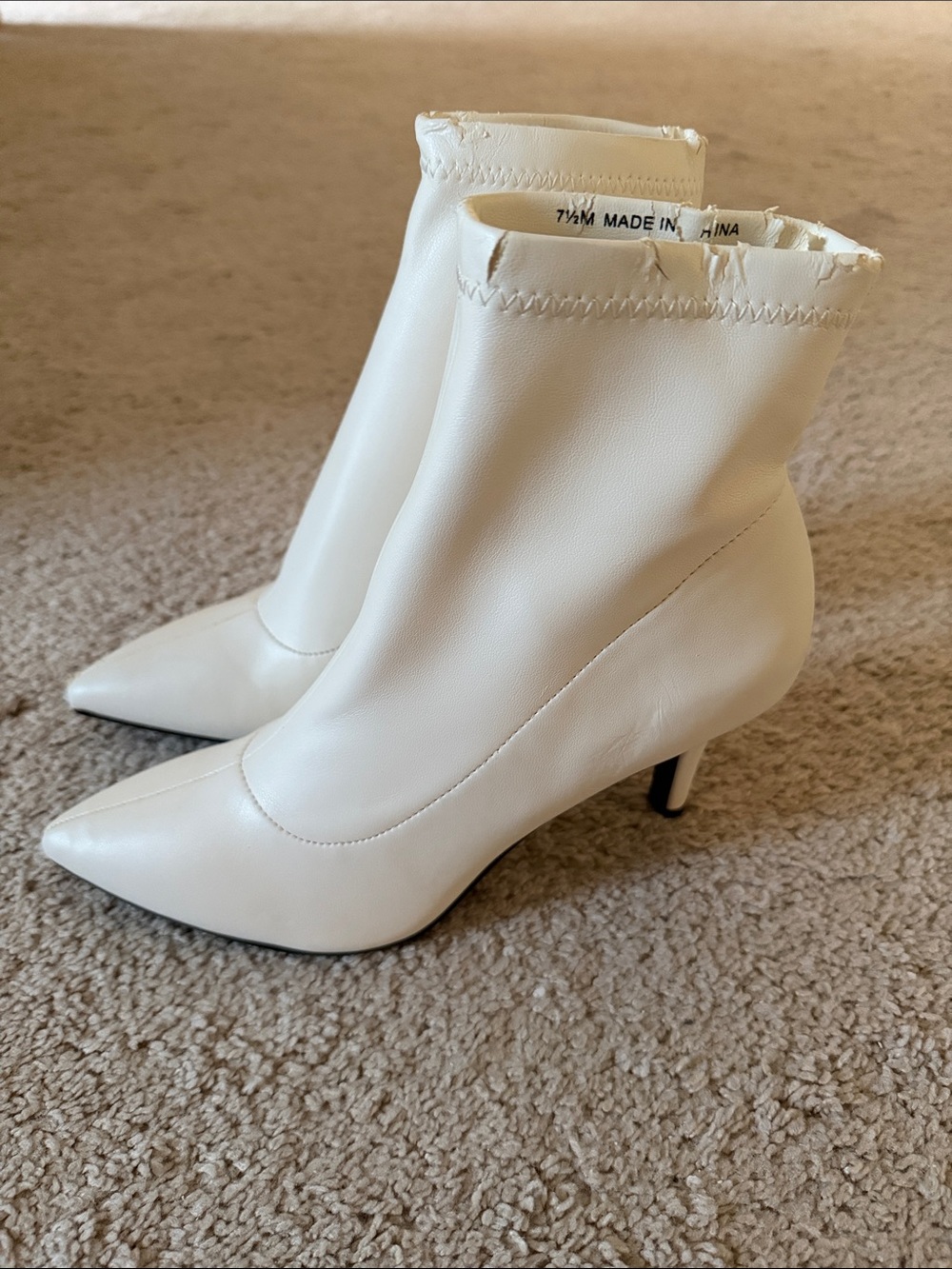 INC International Concepts Cream Pointed-Toe Stiletto Ankle Boots ⬇️